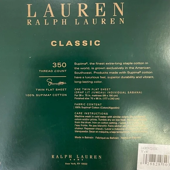 Ralph Lauren Twin Flat Sheet Classic British Taupe SUPIMA 350 Thread Count NEW. - Picture 3 of 6